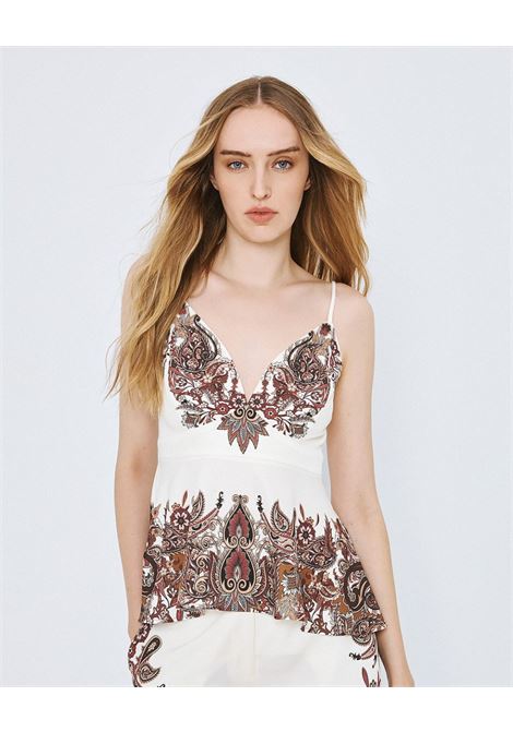 Top stampato con dettaglio arruffono ACCESS fashion | 63-2128-715CHOCO